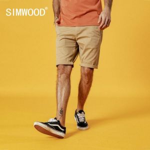 SIMWOOD 2021 Summer New Solid Shorts Men Cotton Slim Fit Knee Length Casual men clothes High Quality Plus Size 9 Color available