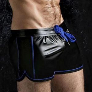 2021 Summer Hot Shorts Men's Sexy Latex Shorts Men's Casual Shorts Beach Shorts Large Size Punk PU Leather Slim Trousers