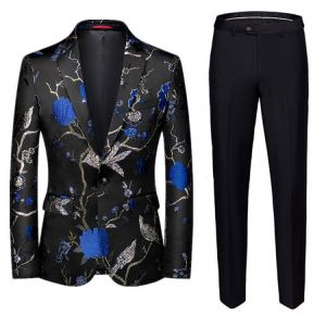 Fashion Men Jacquard Suit Two-piece Set Large Size 6XL High Quality Mens Business Suits 2020 New Male Wedding Banquet Suit