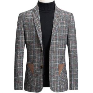 Men's Brand Wild Men Suit Blazer Personality High Quality Jacket Fashion Plaid Print Slim Fit Warm Blazer Coat Male masculino