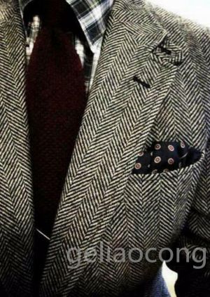 Grey Herringbone Men's Suits Jacket Slim Fit Tweed Blazer For Men Tuxedo Groom Suits Only Blazer For Men Wedding Groomsman To
