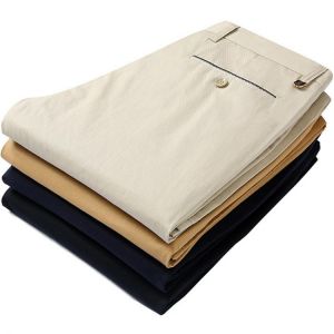 Spring Autumn Casualwear Lightweight Pants High Waist Straight High Quality 100% Cotton Khaki Men Bussiness Trousers For Men