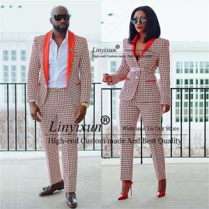 all in one place בגדי גברים Classic Plaid Slim Fit Mens Suit &Suit Women One Button Shawl Lapel Casual Groomsmen Blazer 2 Pieces Sets (Jacket+Pants) Women