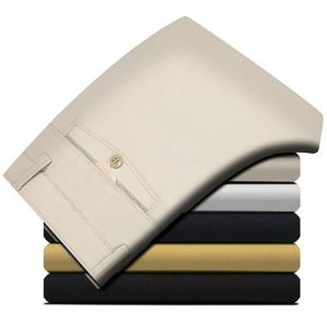 Fashion Casual Lightweight Pants High Waist Straight High Quality 100% Cotton Casual Wear Thin Men Bussiness Trousers For Men