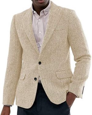 Men's Suit Tweed Jacket Wool Herringbone Waistcoat Slim Fit Wedding Groomsmen For Casual Business Jacket Men Clothes 2021
