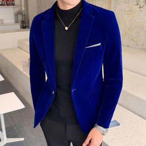 2021 Brand clothing Men Golden velvet suit/Male slim High quality business Blazers/Groom's Wedding Dress Men's jacket cl