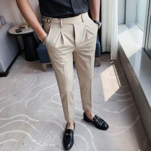 New Fashion High Quality Cotton Men Suit Pants Straight Spring