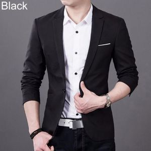 Men's jackets Fashion Men Slim Fit Formal One Button Suit Business Blazer Coat Jacket Tops Male suit Office Black Blue Plus S