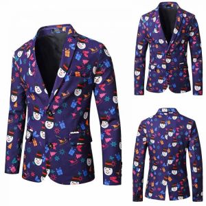 New Men's Coat Christmas Suit Jacket Matching Novelty Snowmen Adults Xmas Fancy Dress Fashion Winter Male Men Suit Top Overco