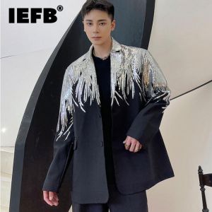 IEFB Heavy Craft Embroidery Sequin Trend Casual Men's Blazer 2021 New Autumn Fashion Big Size Jacket Streetwear Suit Coat 9Y9