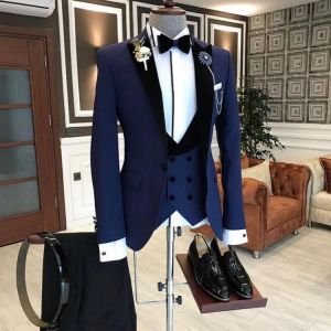 2020 Newest Fashion Navy Blue Costume Homme Business Mens Suits Wedding Suits For Men Ternos Masculinos Slim Fit Tuxedos 3 Piece