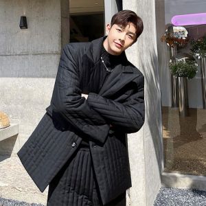 Winter Blazer Men Padded Cotton Thicken Loose Casual Blazer Suit Jacket Korean Fashion Japan Streetwear Suit Coat Blazers Man