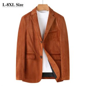 2021 Autumn Winter New Men's Blazer Plus Size Thick Coats Loose Business Casual Suit Jacket Oversized Male Clothes 6XL 7XL 8X