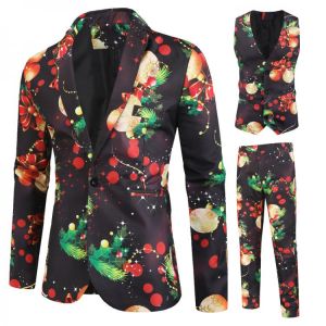 2021 autumn/winter new casual suit Christmas 3D printed suit trousers set 3 pieces