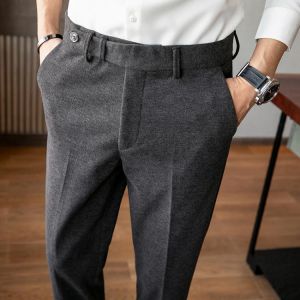 2020 autumn Woolen men business dress pants casual slim fit wedding suit pant Office social trousers pantalon homme classique