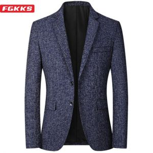 FGKKS 2021 Spring Autumn Blazers Men Fashion Slim Casual Business Handsome Suits Brand Men's Blazers Tops
