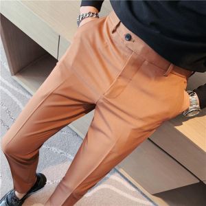 Hot Sale British Style Pantalon Homme Fashion 2021 Simple Slim Fit Business Formal Wear Stretched Office Trousers Men Clothing