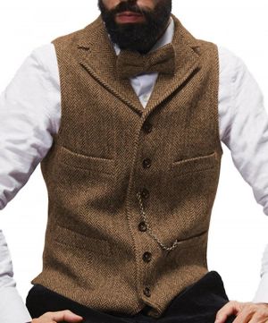mens suit vests men brown black waistcoat vest man steampunk jacket striped tweed v-neck slim fit gilet homme wedding clothing