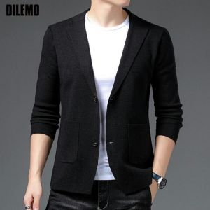 Top Quality New Designer Brand Casual Fashion Plain Slim Fit Night Mens Knitted Blazer Suite Jacket Elegant Mens Clothing