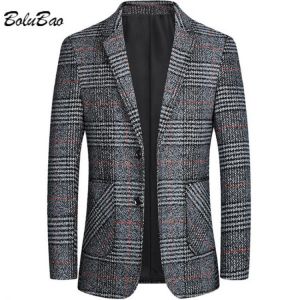 BOLUBAO Spring Fashion Brand Blazers Men Smart Casual Suit Lattice Pattern Korean Version Plaid Male Slim Fashion Blazers