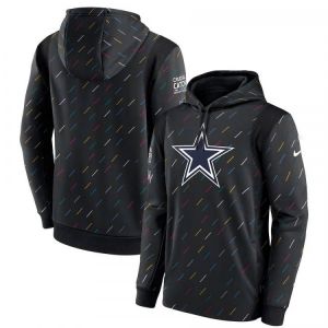 Dallas Men's Cowboys  Sweatshirts Crucial Catch Therma Pullover Hoodie Charcoal  S-4XL