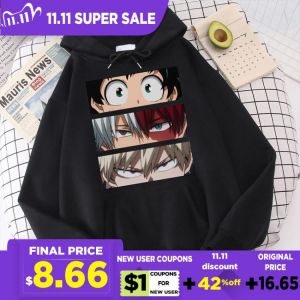 My Hero Academia Hoodies Men's Casual oversized Sweatshirts Japanese Cartoon Loose Hoodie Comfortable Creativity Streetwear M