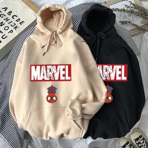 Women's Spiderman sweatshirts Men Loose Fleece Hoodie Marvel superhero Harajuku Cartoon Print Cute Kawaii Jacket sudadera Aut