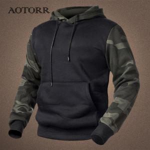 Fleece Men's Hoodies 2021 Autumn Winter Casual Hoodies Men Outwear Camouflage Pullover Sweatshirts Male Hooded Collar Loose 4