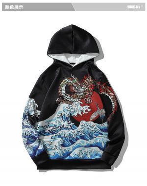 Autumn and winter men's loose anime sweater hooded Chinese wind jacket casual men's hoodie