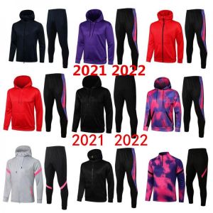 2022 men's long-sleeved training suit half pull, full zipper football sportswear sports jacket training suit winter pants 202