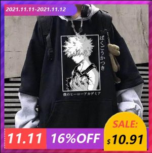 Anime My Hero Academia Graphic Long Sleeve Hoodies Funny Bakugou Katsuki Harajuku Sudadera Sweatshirts Pullover