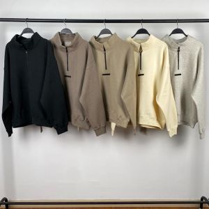 2021FW Own Design Half Zip Mock Neck Sweatshirts Rubber Letter Print Loose Ovesized Cotton Street Fashion Men
