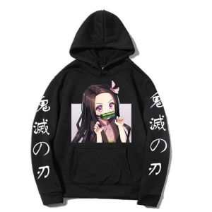 Japan Anime Demon Slayer  Print Pullovers Hoodie Loose Hip Hop Sweatshirt Punk Streetwear Harajuku Men Hoodie