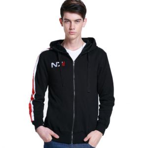 Mass Effect Hoodies Men Anime Zipper Sweatshirt Male Tracksuit Cardigan Jacket Casual Hooded Hoddies Fleece Jacket N7 Costume