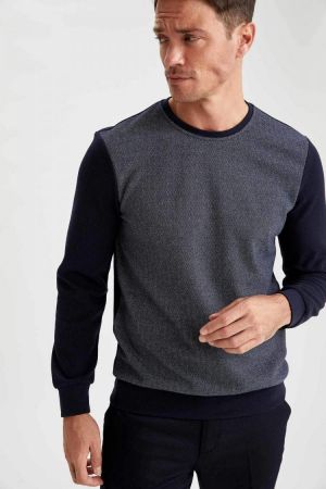 Defacto Man 2021 Cotton Sweat Shirt Autumn Winter Slım Fit Crew Neck Oversize Hoodies Streetwear-T2163AZ20WN