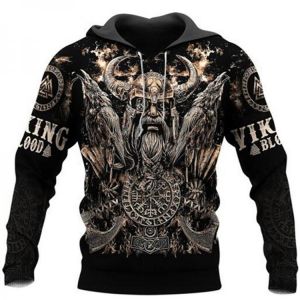 Viking Warrior Head Tattoo 3d Printing Hoodie All-match Casual Hoodie Sweatshirt Zipper Men And Women
