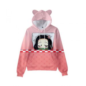 Hip Hop Trendy Anime Demon Slayer Women Hoodies 3D Cat Ears Sexy Cute Girls Hooded Kimetsu No Yaiba Kawaii Hoodies Sweatshirts