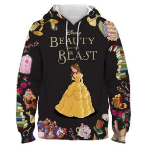 Dsiney Beauty and the Beast Women Hoodie 3D Print Harajuku Boy Girl Children Oversized Pullover Autumn Fashion Men's Sweatshi