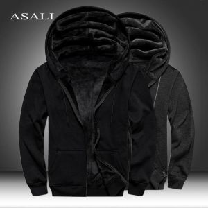 2021 New Men Hoodies Winter Thick Warm Fleece Zipper Men Hoodies Coat Sportwear Male Streetwear Hoodies Sweatshirts Men 4XL 5XL