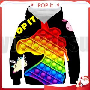 3D Print Family Games POP Fidget Hoodie Teenager Oversized Sweatshirt Anime Rainbow Bubble Streetwear Winter Pullover Kids 2021