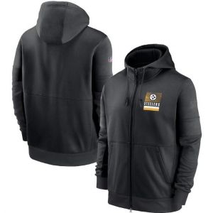 Men's Pittsburgh Black Sideline Impact Lockup Performance Full-Zip Steelers Hoodie