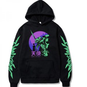 Funny Japan Anime Evangelion Hoodie Men Manga Hooded Sweatshirts Unisex Harajuku Streetwear Pullover Homme