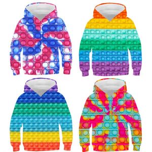 3D Funny Clothes Anime Rainbow Bubble Hoodie Men Oversize Sweatshirt Family Games Pullover Kids Streetwear Pop Fidget Children