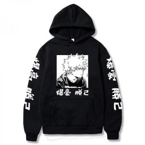 My Hero Academia Bakugo Hoodies Plus Size Warm Pullover Casual Letter Printing Hooded Streetswear Sweatshirt