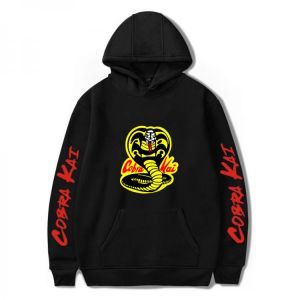 Black Hoodie COBRA KAI Hoodies Men Women Sweatshirts Harajuku Hip Hop Hooded COBRA KAI boys girls Casual Popular pullovers