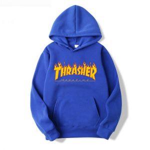 New 2021 THRASHER Hoodie Rubber Print Logo Sweatshirt Loose Oversized Hip Hop Cotton hoodie 3XL