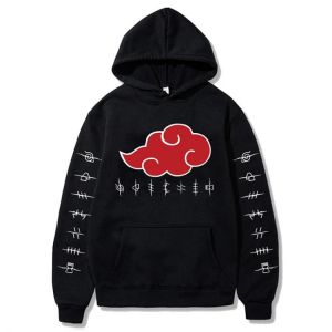 Anime Hoodies Akatsuki Cloud Symbols Printed Hooded Sweatshirts Men Women Harajuku Streetwear Pullovers Unisex Oversized Hoody