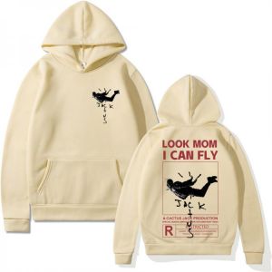 Cactus Jack Hoodie Men Women Double-sided Logo Print LOOK MOM I CAN FLY Travis Scott Hoodies Unisex Fashion Hip Hop Streetwear