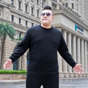 New Fleece Sweatshirts Loose Streetwear Top Autumn Spring O Neck Pullover Hoody Mens Large fat version clothes