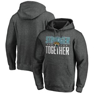 Jacksonville Heather Gray Stronger Together Crossover Neck Pullover Jaguars Hoodie